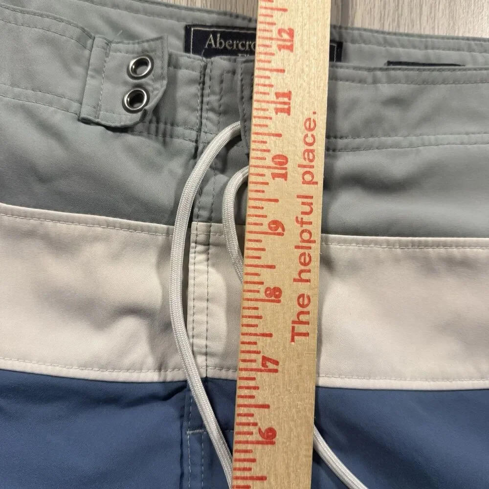 Abercrombie Fitch Swim Trunks Lined Board Shorts Y2K Men’s 32 x 6.5 Blue Gray
